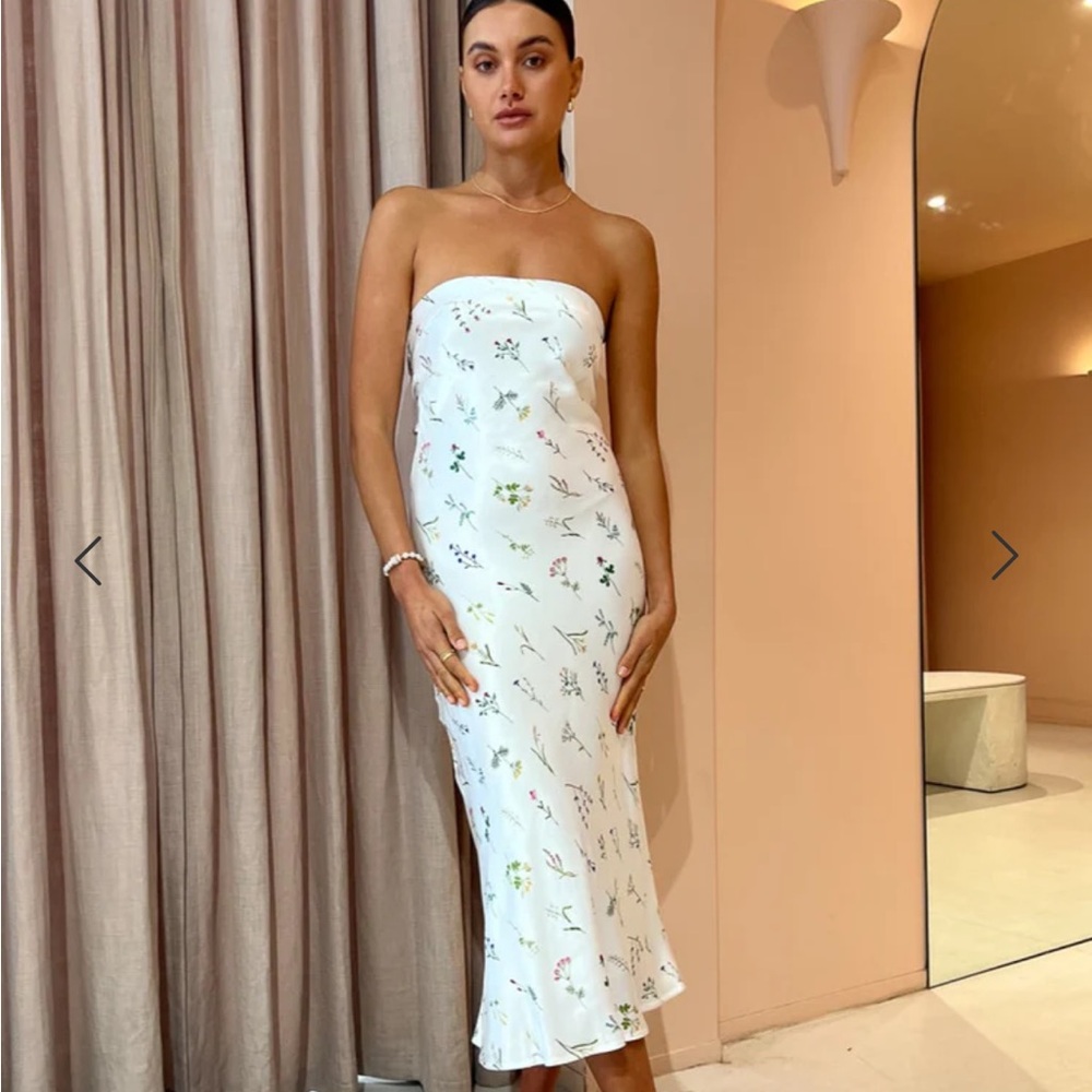 Floral Strapless Midi Dress
